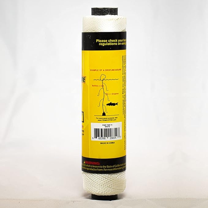 TEAM CATFISH Power Twine – 100% Nylon Bank Line for Fishing, Bushcraft, Gardening, Home Improvement, Craft, Camping, Construction & More (#10 Line) 300 Feet, White