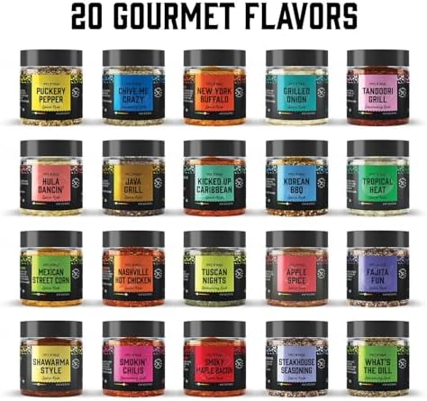 Grilling Spice Set Grill Seasoning Gifts, 20 Unique Spices and Seasonings Jars Gift Set, BBQ Gifts For Men, Dad, Husband, Father, Flavors Like Chili, Cajun, Garlic, Steak, Rub, Herbs, Blend and More - Image 3