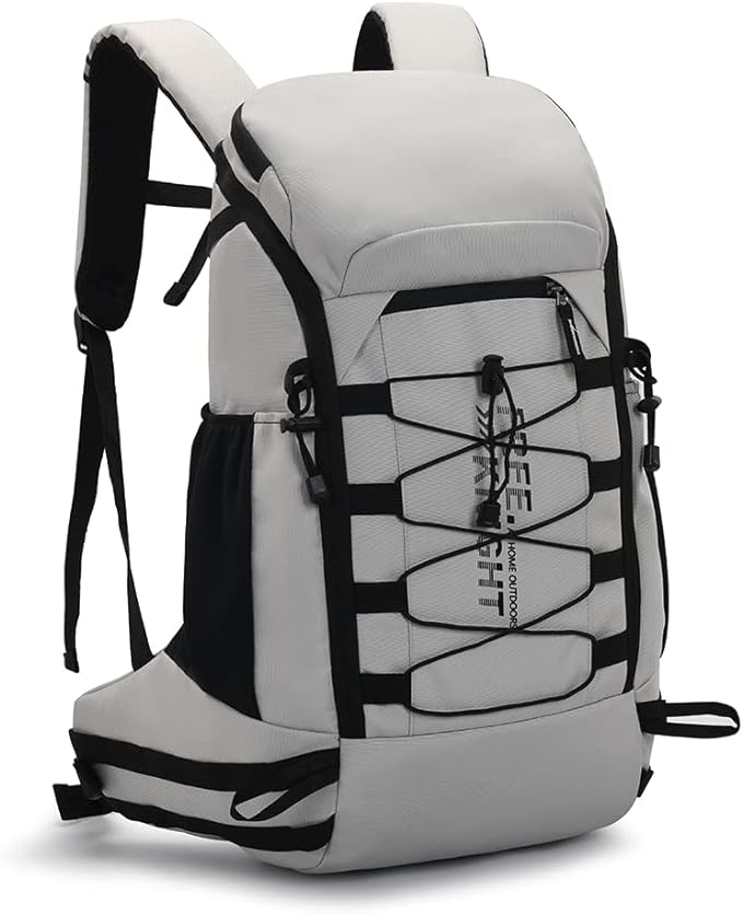 Bseash 40L Waterproof Hiking Camping Backpack with Rain Cover, Outdoor Sport Travel Daypack Rucksack for Skiing Cycling (Gray)