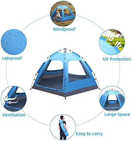 Simply-Me Beach Tent Pop Up Sun Shelter Tent Automatic Sun Umbrella Tent,Windproof Outdoor Cabana Instant Portable,Fit 3-4 Persons,Double Door,with Carrying Bag - Image 3