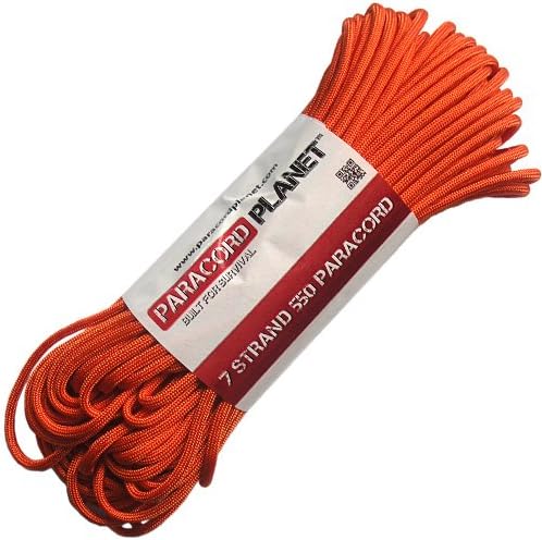Paracord Planet Solid Color 550lb Paracord – 7 Strand Type III Nylon Cord for Indoor and Outdoor Tasks – International Orange (250 ft)