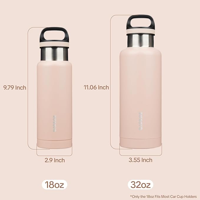 BJPKPK Insulated Water Bottle 32OZ Stainless Steel Water Bottle with Handle Double Walls Vacuum Insulated BPA Free Flask, Peach