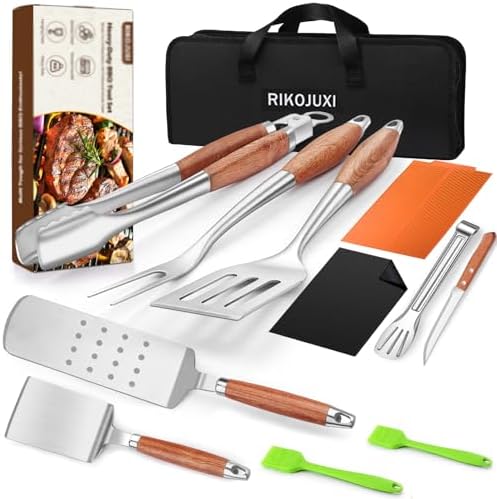 RIKOJUXI Heavy Duty Stainless Steel BBQ Accessories Tools Set Grill Gift by RIKOJUXI