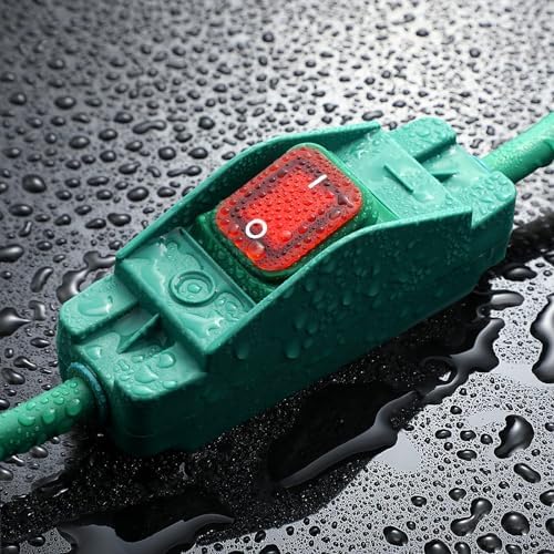 Extension Cord with Switch On/Off Waterproof Switch 35Ft No Plugging and Unplugging Invintage Stereo Devices Without Built-in Power Switch(35 FT/Green)