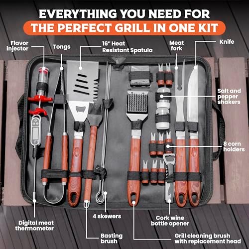 24PCS BBQ Grill Accessories Set, Stainless Steel BBQ Tools with Carry Bag - Image 4