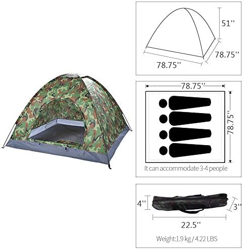 Camouflage Camping Dome Tent for 3-4 Person, Waterproof Fabric Backpacking Tents Family Camping Tents for Hiking, Travel, Outdoor, Self-Driving Tour - Image 4