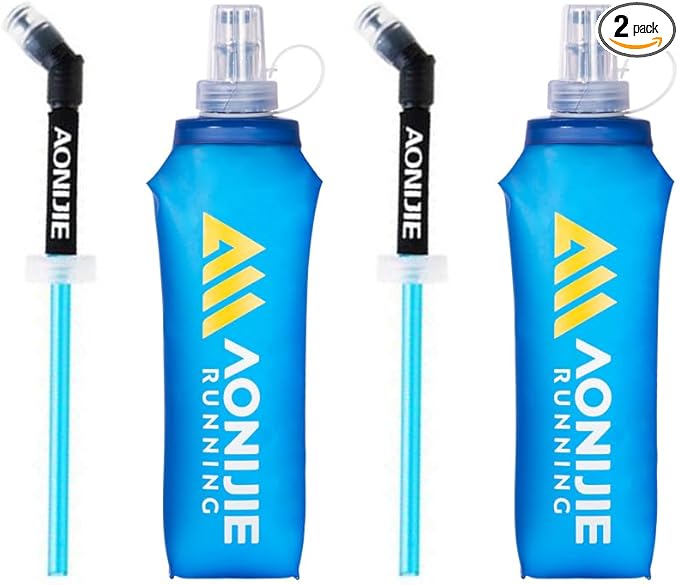 AONIJIE TPU Soft Flask Water Bottle Collapsible Running Flask for Hydration Pack, BPA Free, Wide Opening, for Outdoor Sports Hydration