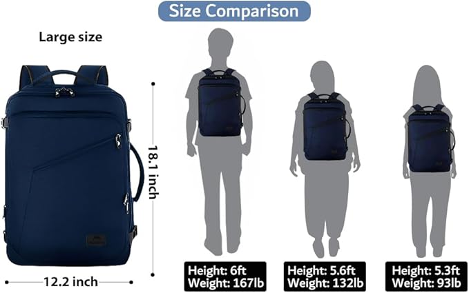 MATEIN Backpack for Travel, 27L Water Resistant Carry on Backpack Fits Overhead Bin, Convertible Work Daypack with 2 Handles, Hiking Daypack for Outdoor Sport,Travel Gifts for Men Women, Blue