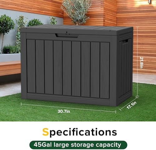 EasyUp 45 Gal Waterproof Outdoor Storage Box UV Resistant Deck Box - Image 2