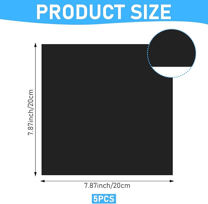 5 Pcs 8 x 8 Inches Pond Liner Repair Patch Self-Adhesive EPDM Liner Repair Patch Kit Thickened EPDM Pond Liner Seam for Garden Pond Patch Cover Liner Repair