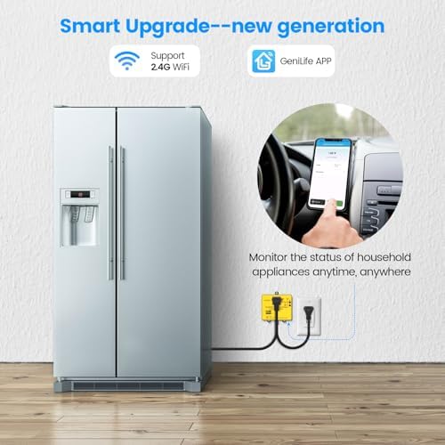 Wi-Fi Smart Power Failure Alarm with Surge Protector, Remotely Monitor and Control Your Refrigerator Via App, Ensuring the Safety of Refrigerator and Food Stored Inside, Yellow - Image 2