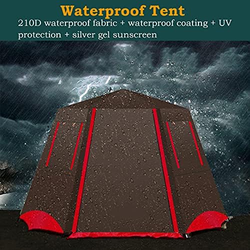 Camping Tents Shelter Portable with Carry Bag Waterproof Hold 2-4 Persons Instant Setup Pop Up Tent with Top Rainfly UV Protection for Camping Hiking Mountaineering (Color : Brown) - Image 3