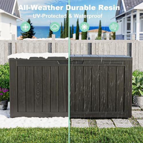 EasyUp 150 Gallon Resin Deck Box, Waterproof Outdoor Storage Box, Black - Image 5