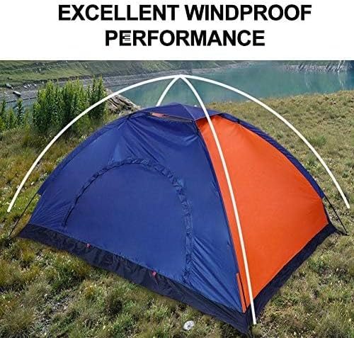 1 2 Person Three Defense Fabric Outdoor Tent for Camping Backpacking with Door and Window.(Blue+Orange) - Image 6