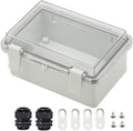 Zulkit Junction Box ABS Plastic Dustproof Waterproof IP65 Electrical Boxes Hinged Shell Outdoor Universal Project Enclosure Clear Cover with 2 Cable Glands 5.9 x 3.9 x 2.8 inch (150x100x70 mm)