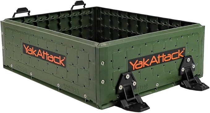YakAttack ShortStak Upgrade Kit for BlackPak Pro - Ranger Green | 13" x 16" Kayak Crate System | Stackable Gear Storage Add-On with GridLoc Panels, Hinges, & Latches | Fishing Organization Accessory