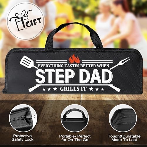 Step Dad Gifts, Gift for Stepdad from Step Daughter on Christmas Grilling Accessories, Heavy Duty Stainless Steel Grill Set BBQ Grill Tools for Outdoor Grill with Aluminum Case, Camping Grill Utensils - Image 5