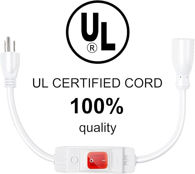 Outdoor Waterproof On/Off Switch Extension Cord, Heavy Duty 125v/250v Black SJTW Cord (1.5 Ft, White)