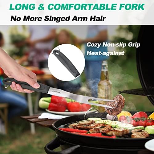 HAUSHOF Large Grill Accessories Heavy Duty BBQ Set Gifts for Men/Women - Premium Stainless Steel Spatula, Fork & Tongs, Barbecue Utensils Tool Kit Gift for Grilling Lover Outdoor - Image 5