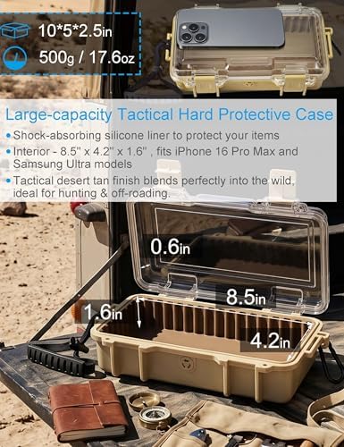 Hlotmeky Waterproof Dry Box Tactical Desert Tan Watertight Storage Box - Image 2
