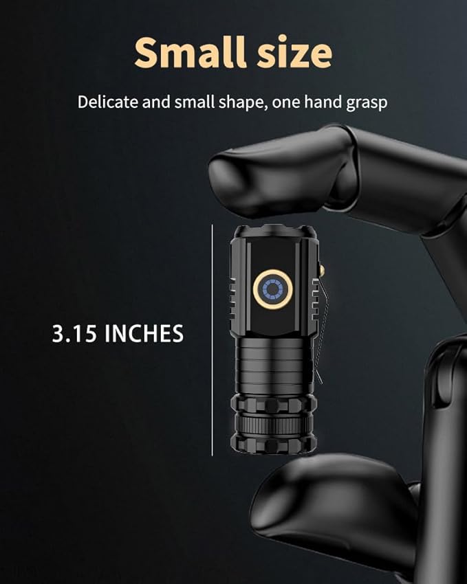 UNROEVS Mini Flashlight 2550 Lumens Rechargeable USB C Charging, Small Flashlights High Lumens 5 Modes, Pocket Light with Clip, Magnetic Flash Light for EDC,Camping, Hiking,Emergency (24pack)