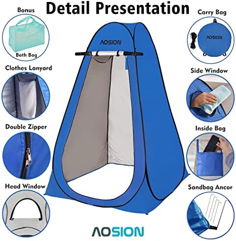 Pop Up Privacy Shower Tent, Portable Changing Dressing Room with Carry Bag, Waterproof Sun Shelter for Camping, Beach, Hiking & Outdoor Activities. - Image 5
