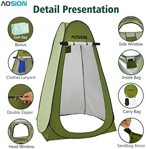 Pop Up Privacy Shower Tent, Portable Changing Dressing Room with Carry Bag, Waterproof Sun Shelter for Camping, Beach, Hiking & Outdoor Activities. - Image 4