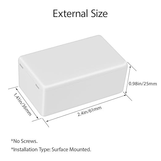 LeMotech Project Box 10 Pieces ABS Plastic Electrical Project Case Small Junction Box for Electronics White 2.40 x 1.41 x 0.98 inch (61 x 36 x 25 mm)