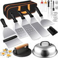 Griddle Accessories Kit, Terlulu 29 PCS Flat Top Grill Accessories for Blackstone and Camp Chef, Metal Spatula Set with Burger Press, Melting Dome, Scraper, Tongs, Carry Bag for Outdoor Grilling BBQ by Terlulu