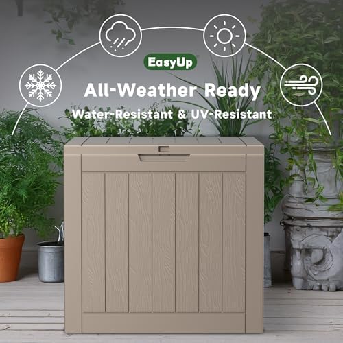 EasyUp Outdoor Storage Box, Waterproof Resin Deck Box, Reinforced Stability UV-Resistant for Patio, Garden and Poolside (Gray, 32 Gallons) - Image 4