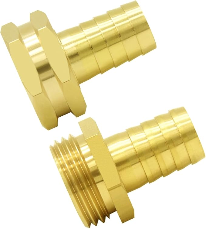 Hooshing 3/4" Garden Hose Repair Kit Solid Brass Water Hose Mender Male and Female Hose Connectors with Clamps