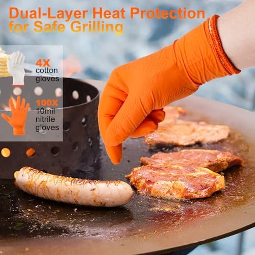 BBQ Gloves Disposable, 10Mil Heavy Duty Nitrile Gloves for Cooking Grilling - Image 3