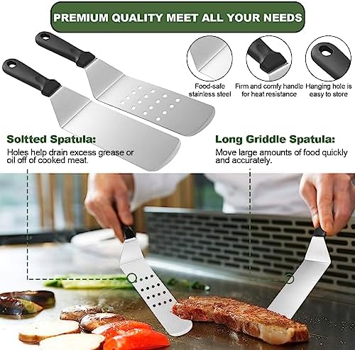 EWFEN 35PCS Griddle Accessories Kit, Flat Top Grill Accessories Set for Blackstone and Camp Chef, Grill Spatula Set with Enlarged Spatulas, Basting Cover, Scraper for Outdoor Barbecue - Image 3