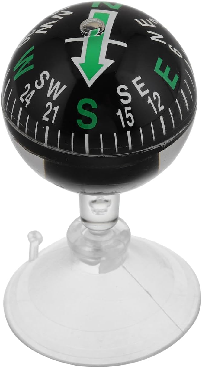 Amosfun Car Dashboard Compass with Suction Cup Portable High Precision Navigation Compass for Automotive and Boat Use Ideal for Travel and Outdoor Activities Compact 2.83X1.49X1.49 Inch