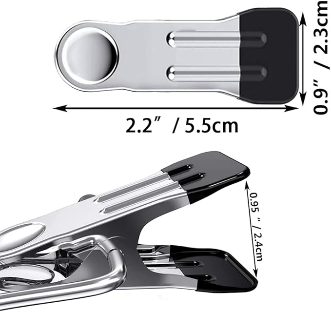 10PCS Small Clothes Pin with Hook for Easy Hanging, Stainless Steel Clothespins, Metal Laundry Grip Clips, Anti Rust, Multipurpose