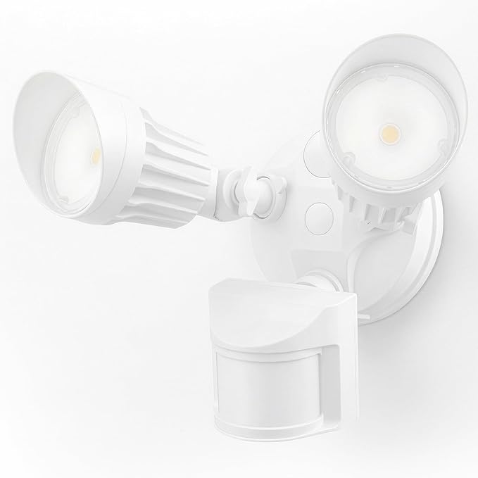 LEONLITE COB LED Security Light, Motion Sensor Outdoor Lights, Dusk to Dawn, 100-277V, ETL Listed, Adjustable Heads, Motion Detector Flood Light, Aluminum, IP65 Waterproof, 5000K Daylight, White