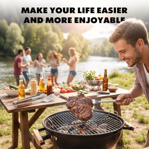 Grill Utensils Set with Rosewood Handle, BBQ Accessories Tools Set of 5 - Image 7