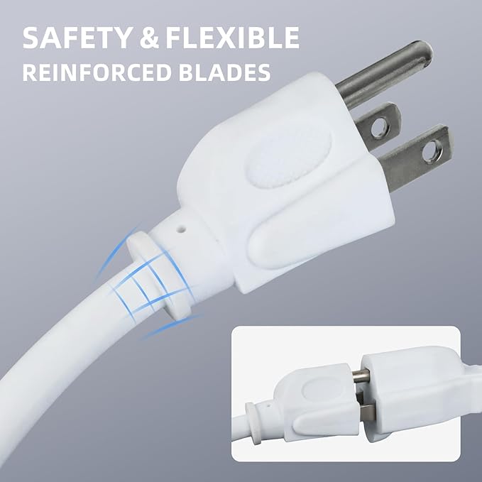 EP 25 Ft Outdoor Extension Cord - 16/3 SJTW White Electrical Cable with 3 Prong Grounded Plug