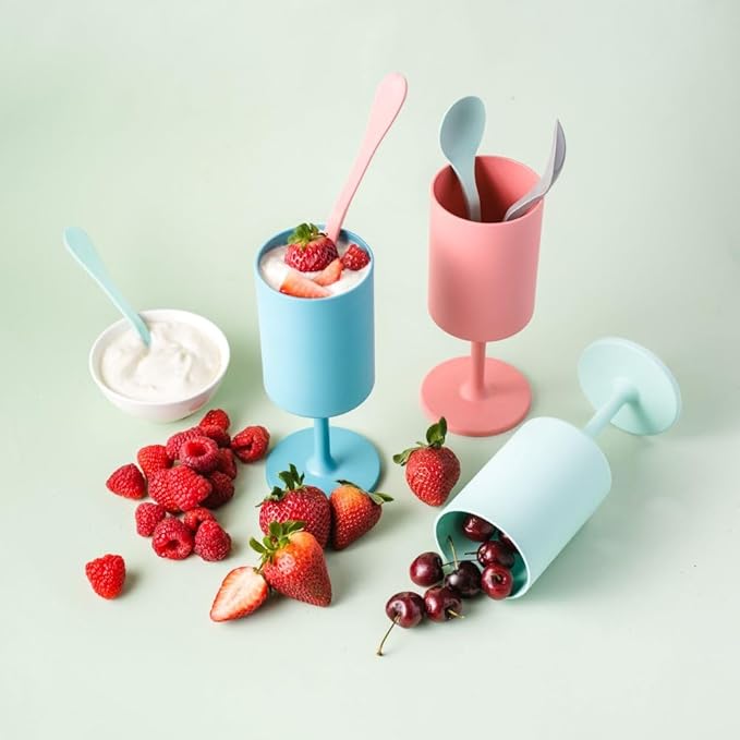 Knork Eco 4 Piece Party Cup, Outdoor Wine Stem, Blue