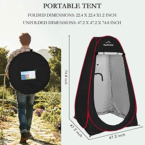 Your Choice Pop Up Shower Tent 47.2" Wx74.8/82.7" H Privacy Changing Tent - Image 2