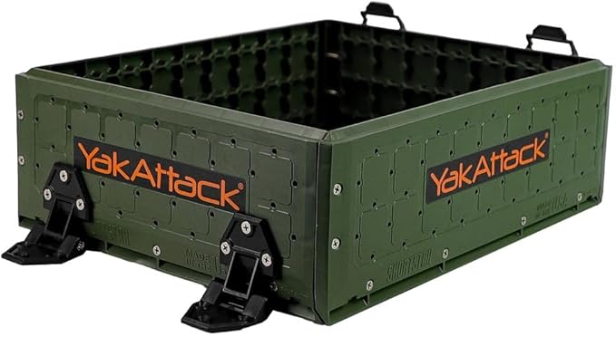 YakAttack ShortStak Upgrade Kit for BlackPak Pro - Ranger Green | 13" x 16" Kayak Crate System | Stackable Gear Storage Add-On with GridLoc Panels, Hinges, & Latches | Fishing Organization Accessory