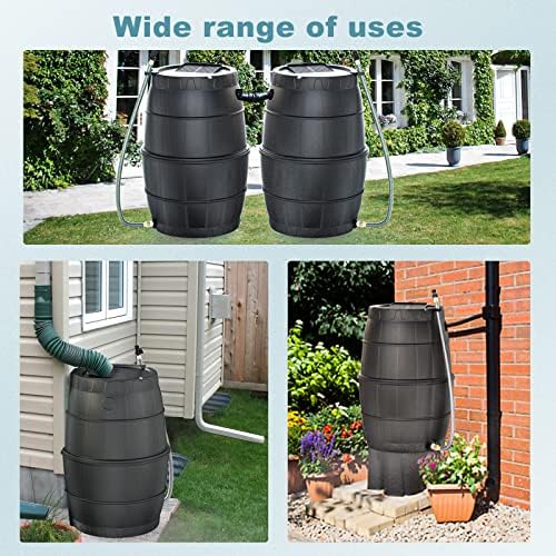 SQUEEZE master 50 Gallon Rainwater Collection Barrel Without Stand-BPA Free Home Rain Catcher with Water Diverter, Outlet Hose-Flatback Designed Water Storage Collection Barrel for Gardens and Plants - Image 6
