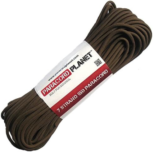 Paracord Planet Solid Color 550lb Paracord – 7 Strand Type III Nylon Cord for Indoor and Outdoor Tasks – Dark Brown (50 ft)