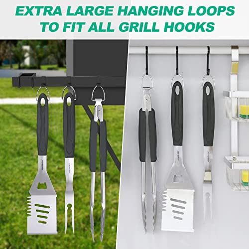 HAUSHOF Large Grill Accessories Heavy Duty BBQ Set Gifts for Men/Women - Premium Stainless Steel Spatula, Fork & Tongs, Barbecue Utensils Tool Kit Gift for Grilling Lover Outdoor (Color Box) - Image 7