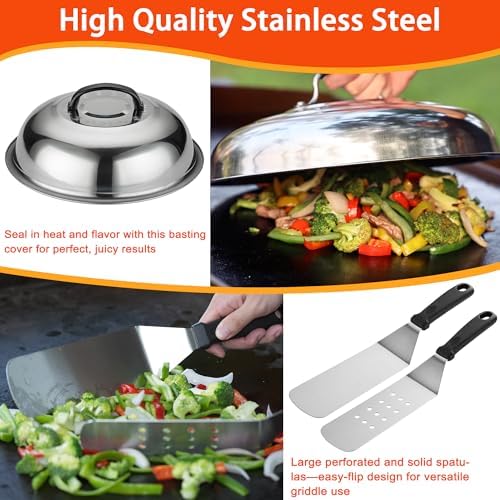 DY DECENT FAMILY 40PCS Griddle Accessories Kit, Flat Top Grill Accessories Set for Outdoor Barbecue. Griddle Accessories Set with Basting Cover, Spatula, Scraper, Burger Press, Tongs, Cleaning Kit - Image 2