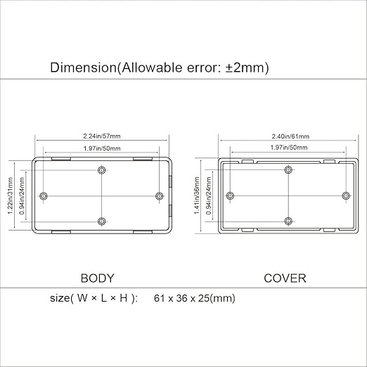 LeMotech Project Box 5 Pieces ABS Plastic Electrical Project Case Small Junction Box for Electronics White 2.40 x 1.41 x 0.98 inch (61 x 36 x 25 mm)