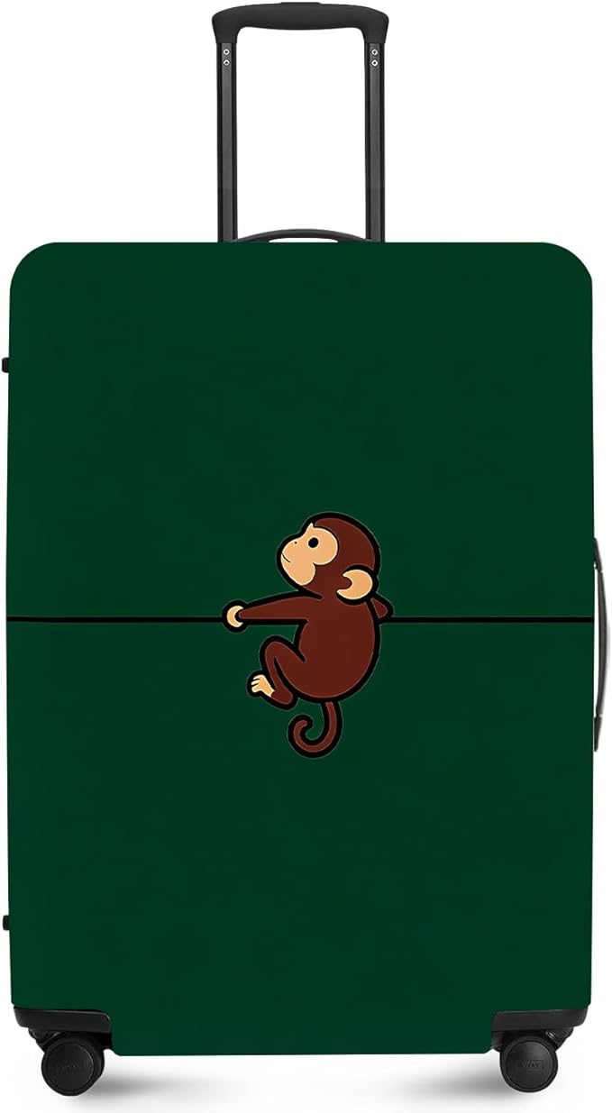 ANNA QUEEN Cute Monkey Travel Luggage Cover-Cartoon Stretchable Airplane Suitcase Protector Sleeve,Universal Washable Fit for 20-26 Inch Checked Baggage,Water Resistant Durable Luggage Protector,M