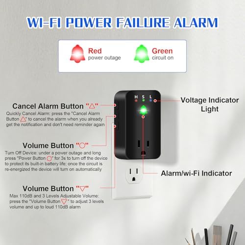 2 Pack Power Failure Alarm with WiFi Notification, Smart Power Outage Alarm - Image 3
