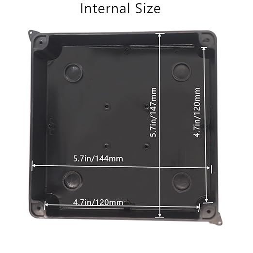 Junction Box, Reserved Holes Electrical Boxes Waterproof IP65 ABS Plastic Electrical Power Cord Enclosure Project Box Black 5.9 x 5.9 x 2.8 inch(150x150x70mm)