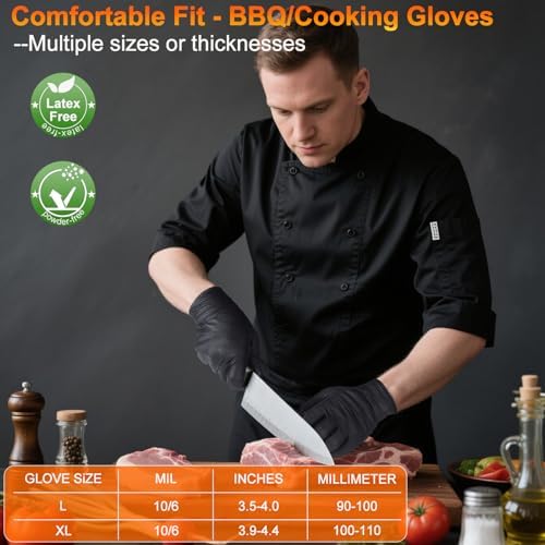 BBQ Gloves Disposable, 10Mil Heavy Duty Nitrile Gloves for Cooking Grilling - Image 5